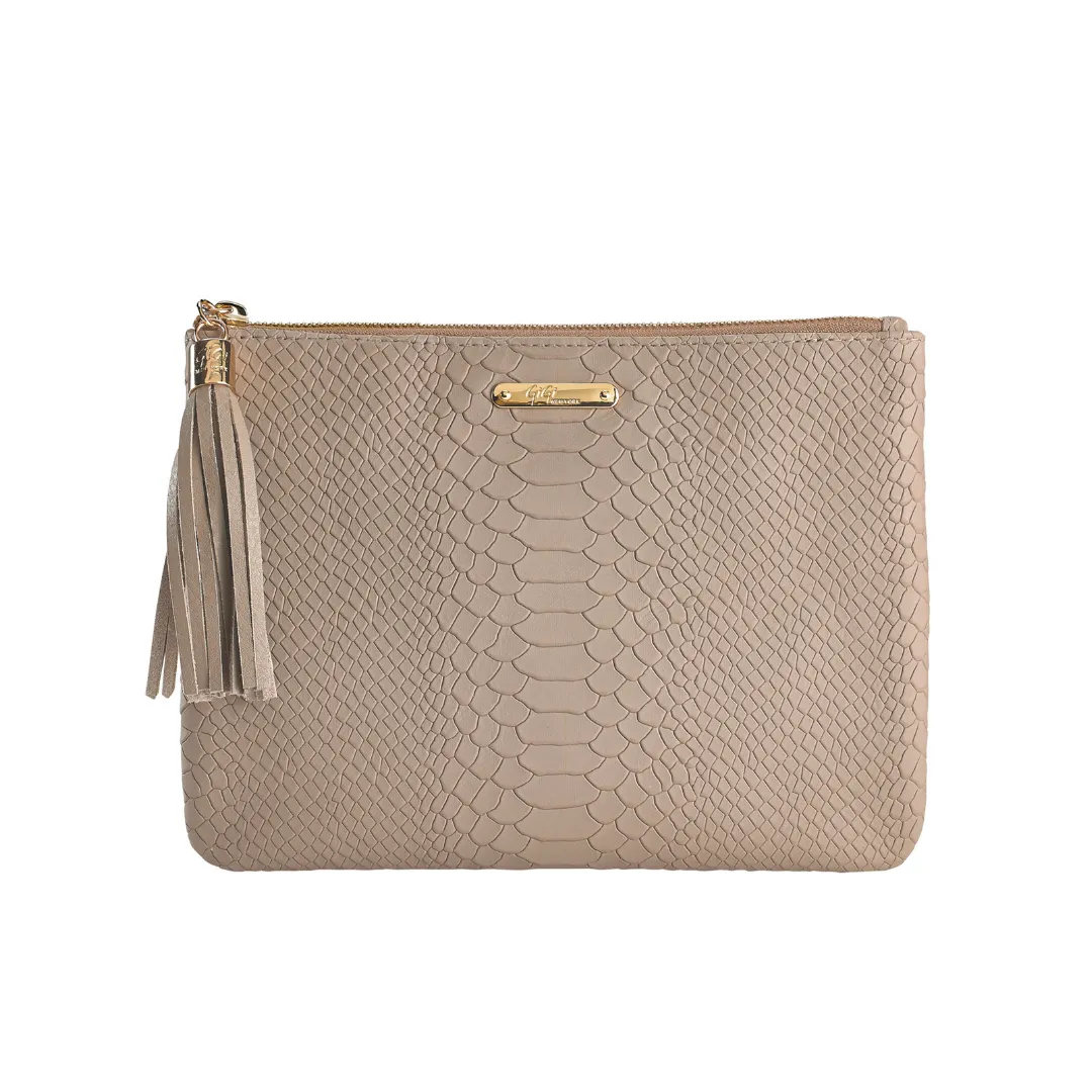 Gigi NY Python Leather Zip All-In-One Clutch