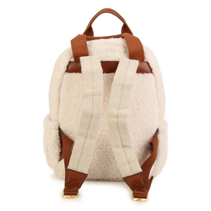 Girls Cream Faux Fur Rucksack