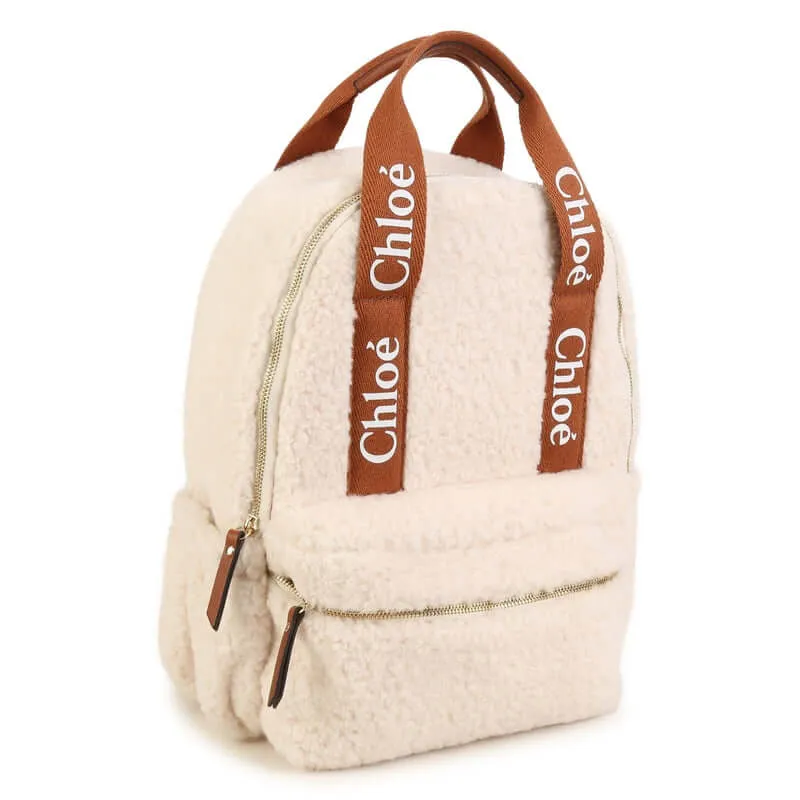 Girls Cream Faux Fur Rucksack