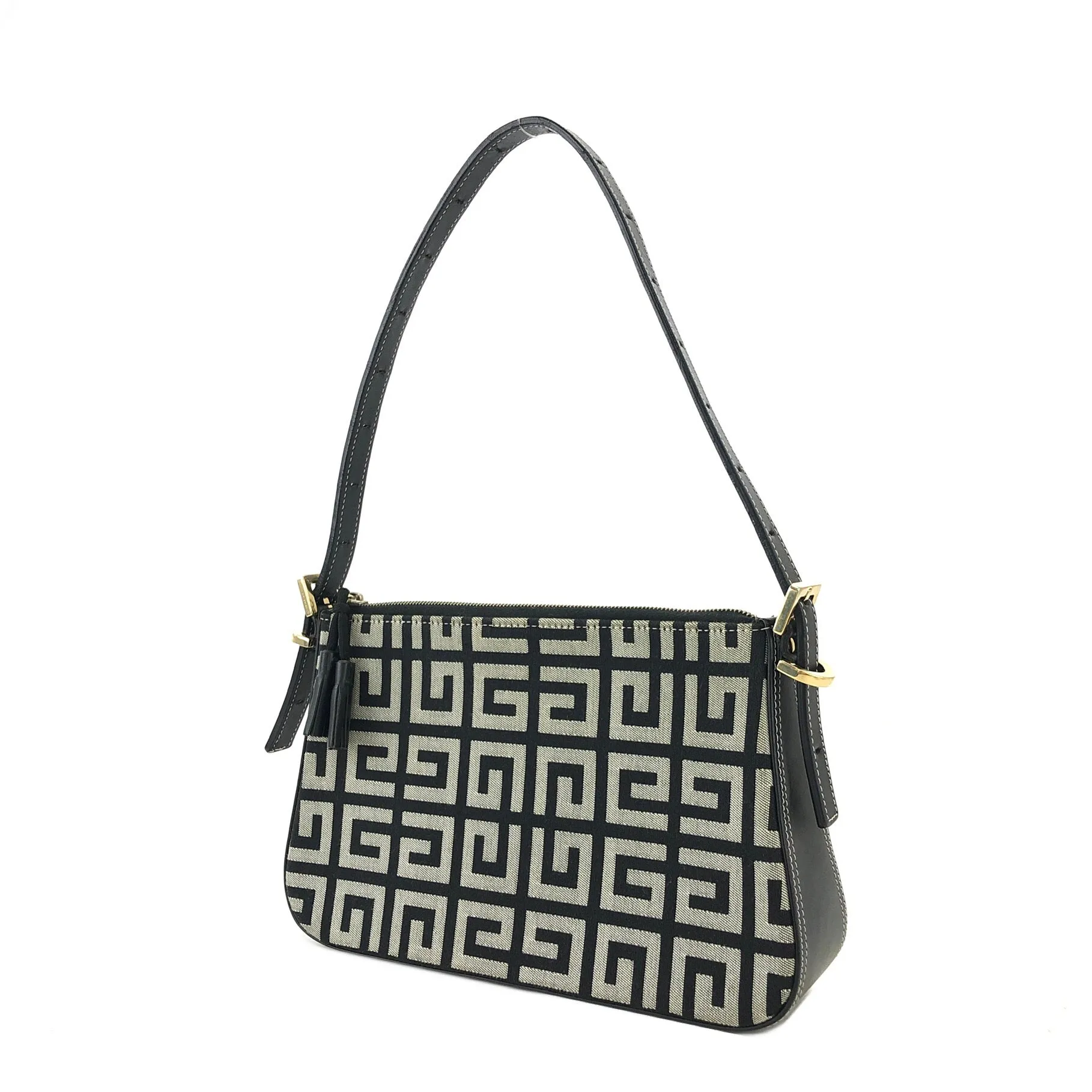 GIVENCHY Monogram Logo Canvas Hobo bag Handbag Black Vintage Old 3yxbf7