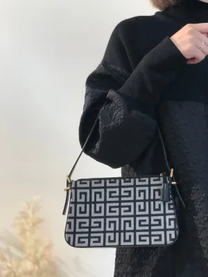 GIVENCHY Monogram Logo Canvas Hobo bag Handbag Black Vintage Old 3yxbf7