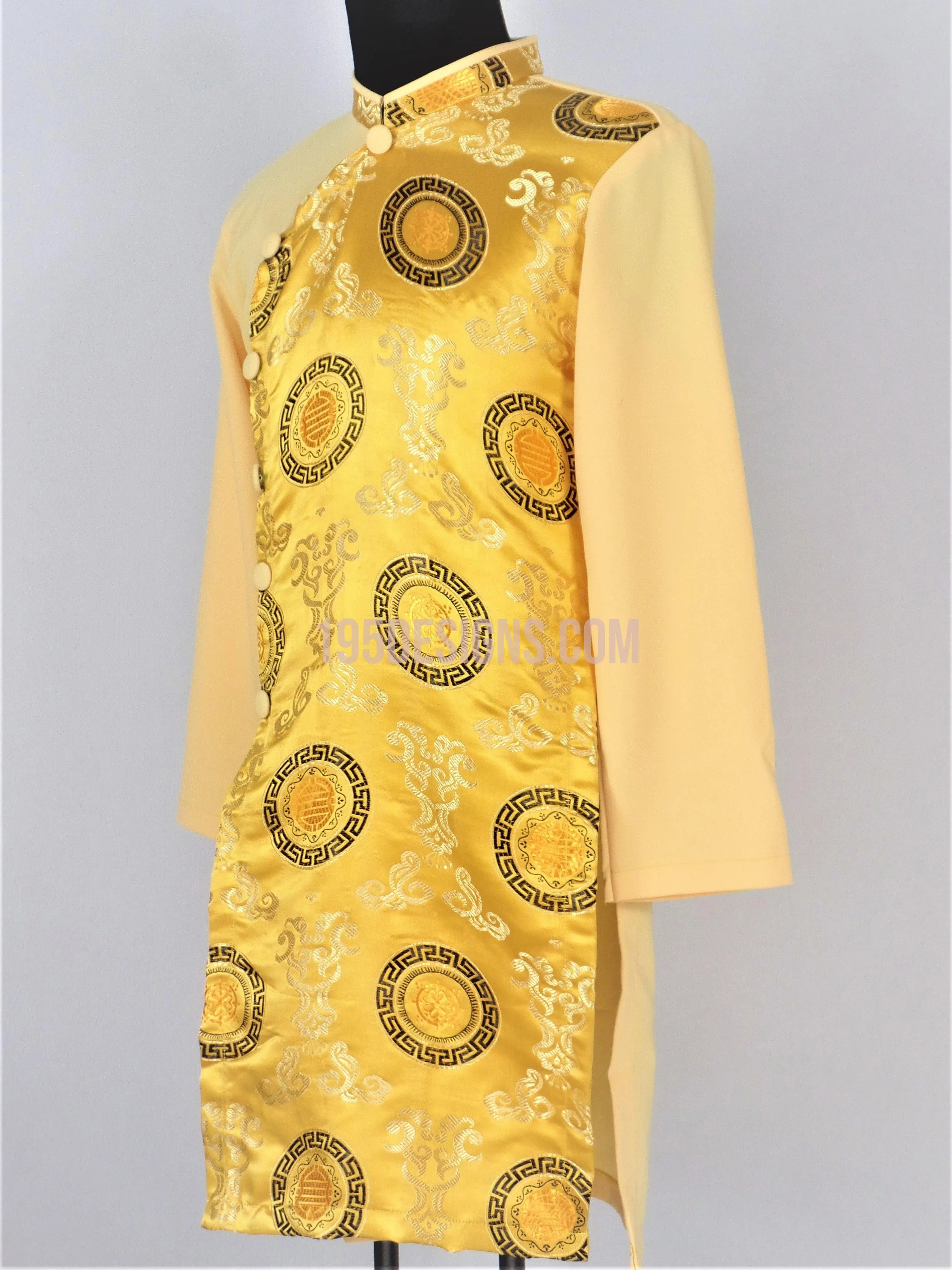 Gold Ao Dai Men -  Áo Dài Nam Gấm Vàng Pha