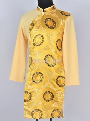 Gold Ao Dai Men -  Áo Dài Nam Gấm Vàng Pha