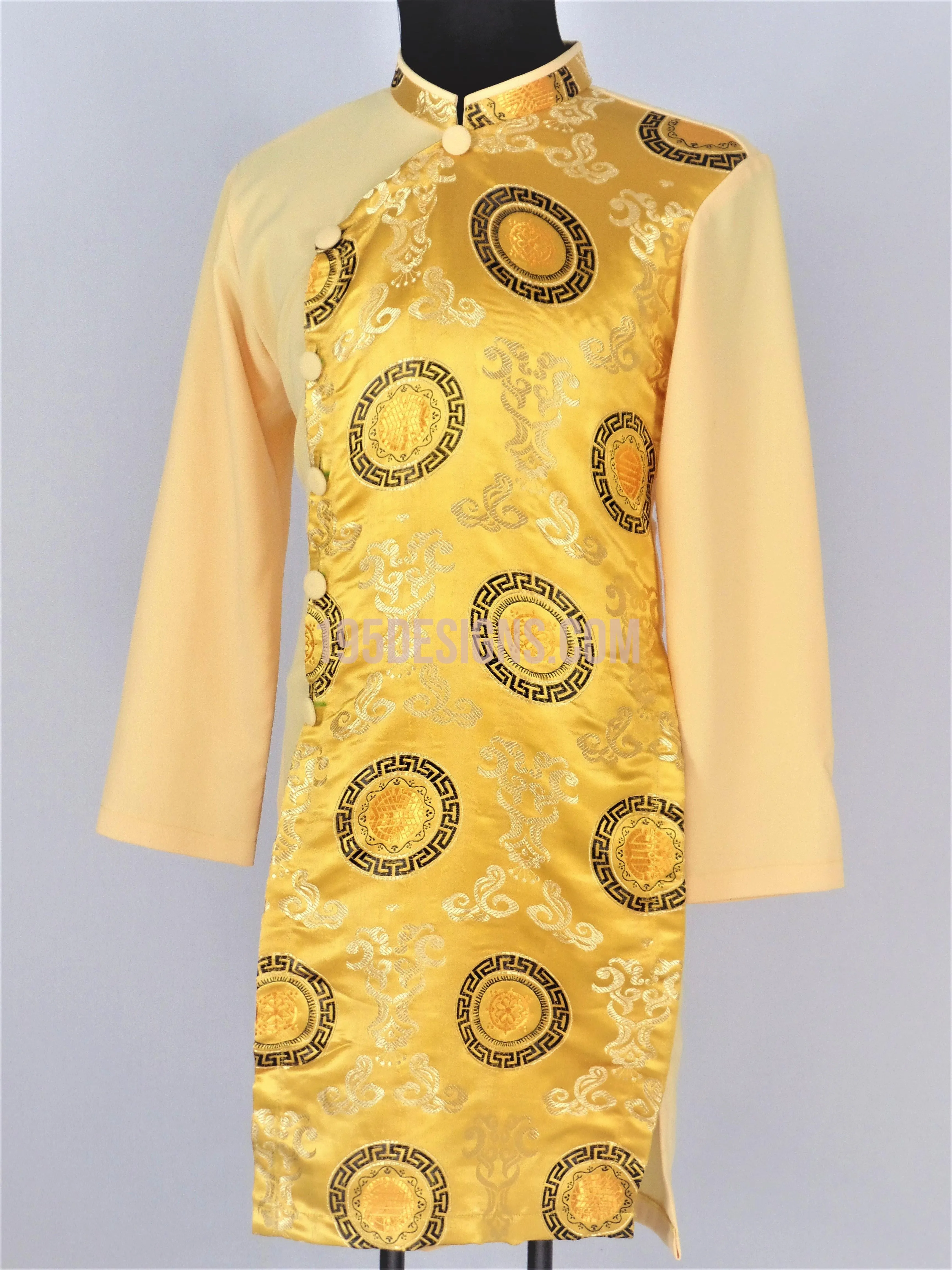 Gold Ao Dai Men -  Áo Dài Nam Gấm Vàng Pha