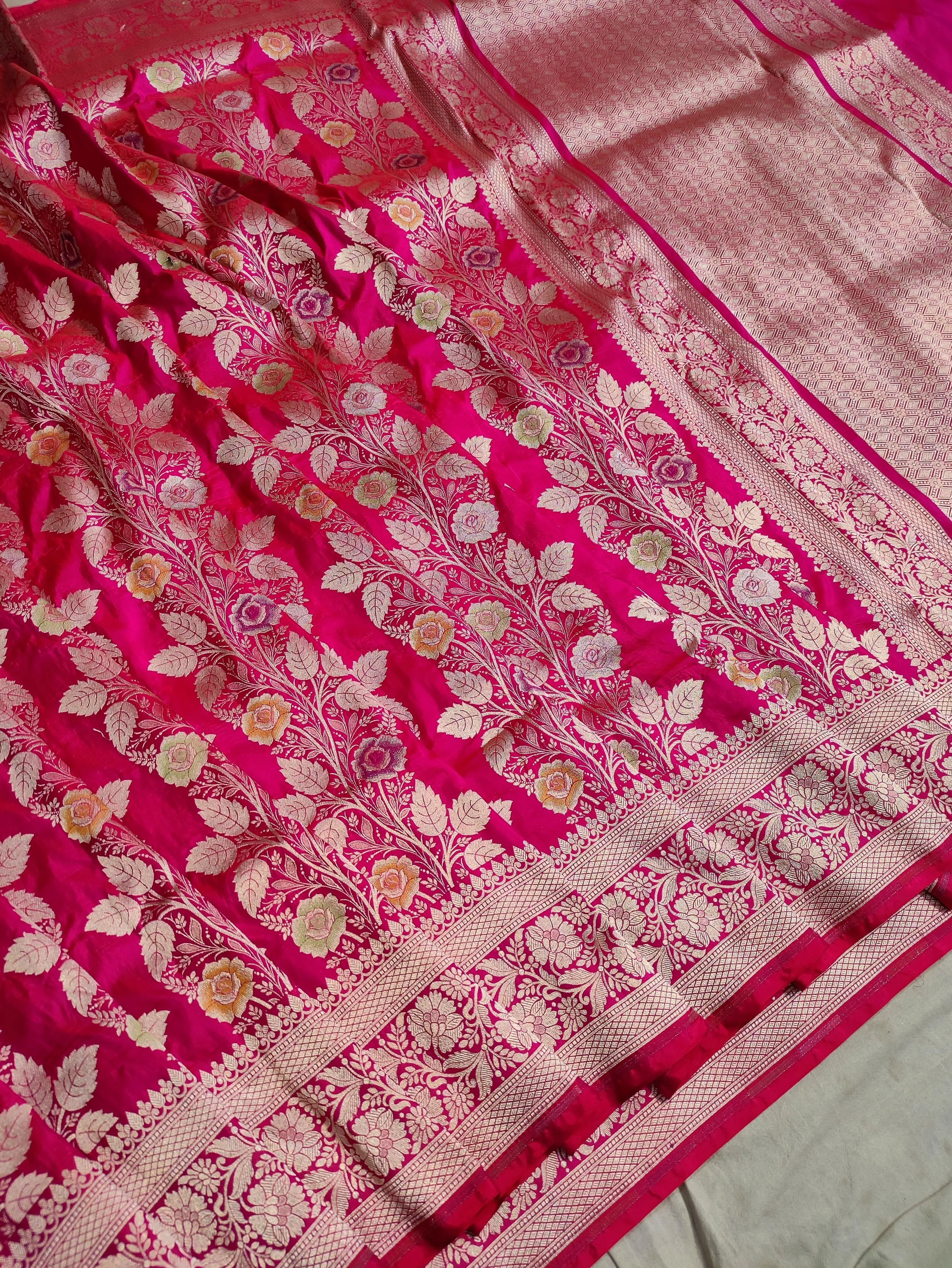 Gold Zari Banarasi Silk Saree with heavy pallu