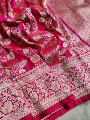 Gold Zari Banarasi Silk Saree with heavy pallu