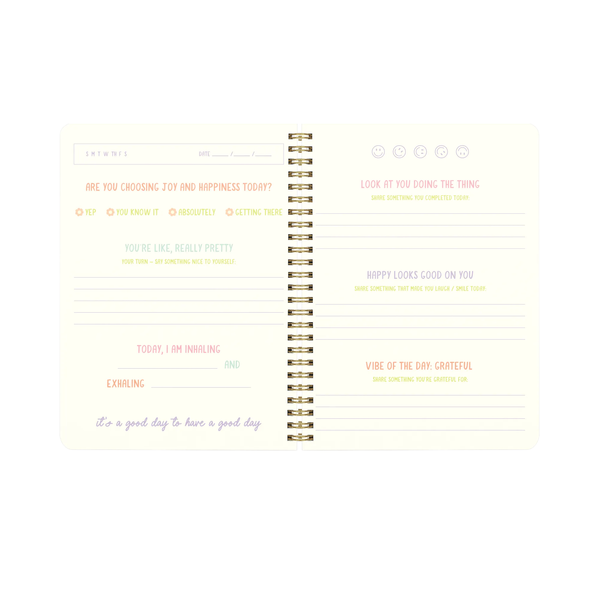 Green Smiley Mini Gratitude Journal
