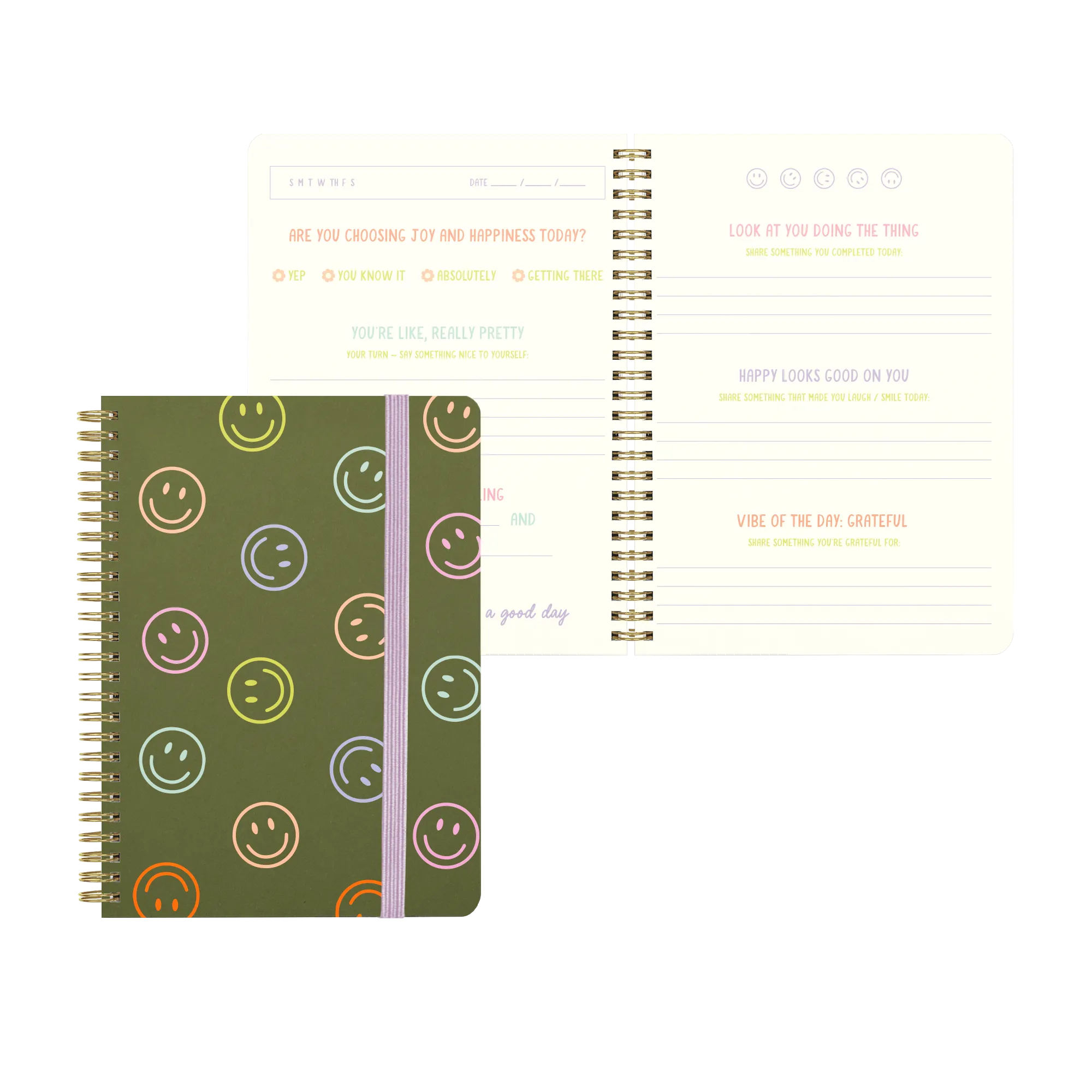 Green Smiley Mini Gratitude Journal