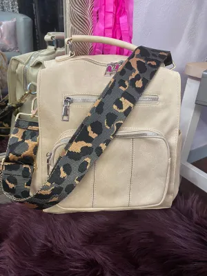 Grey Leopard Print Purse Strap