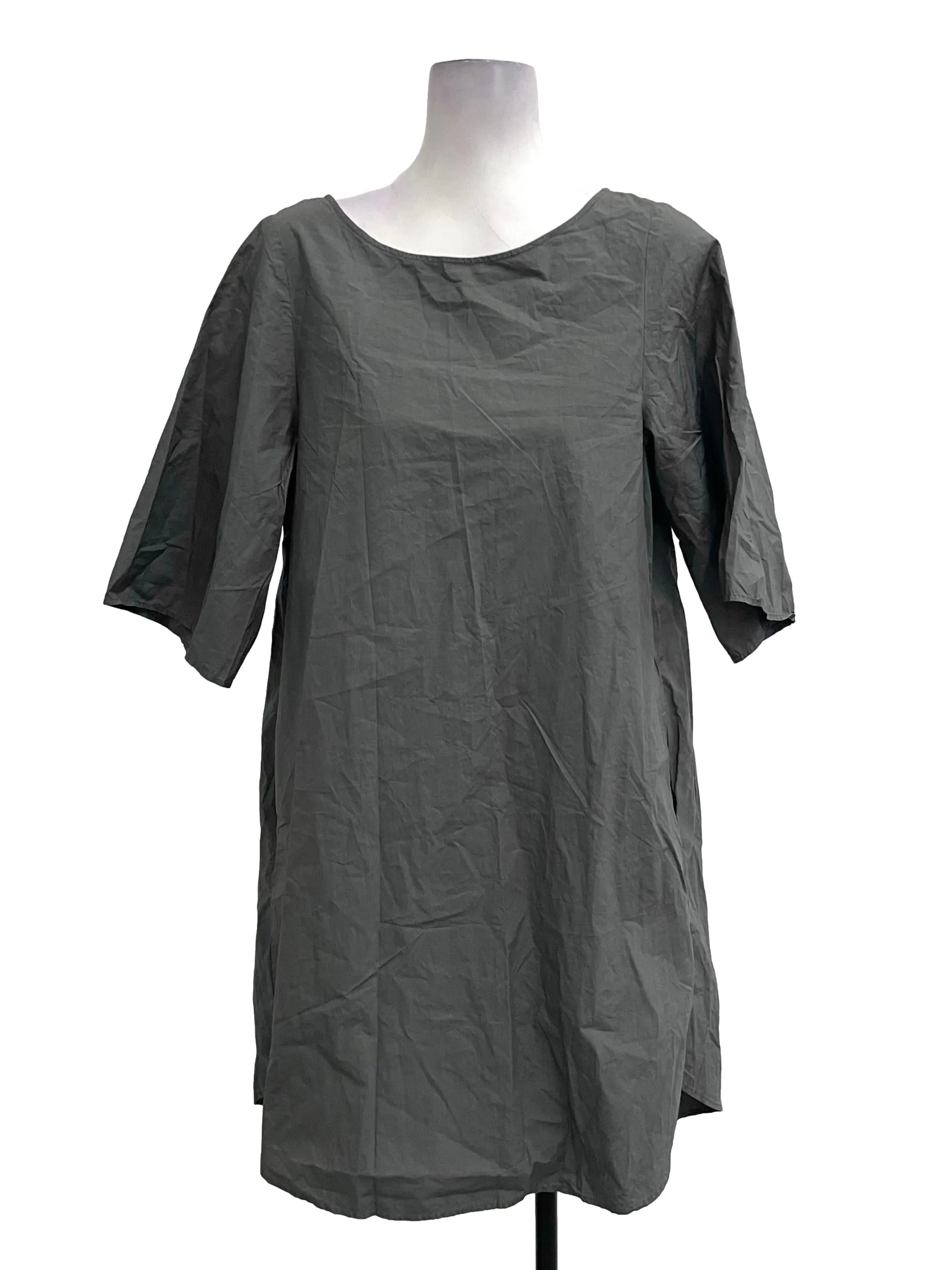 Grey U-Neck Sleeve Dress