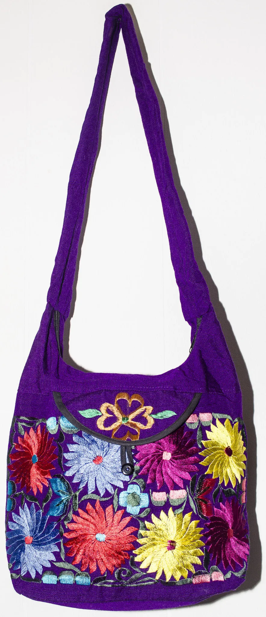 GUATEMALA PURSE HAND EMBROIDERED FLOWERS HOBO BAG X-LARGE GPL006