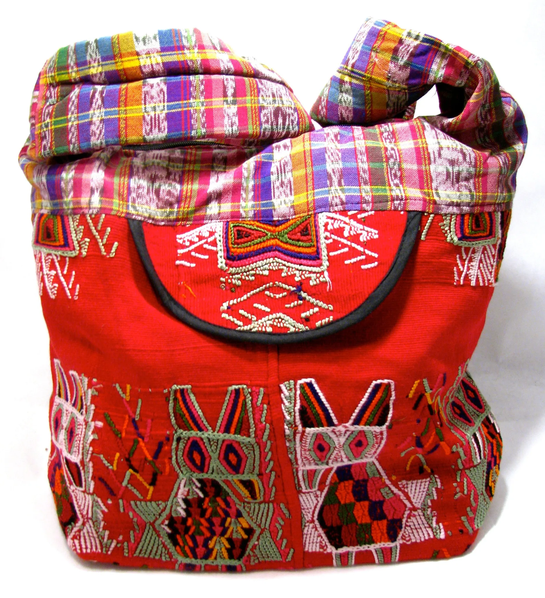 GUATEMALA PURSE HAND EMBROIDERED FLOWERS HOBO BAG X-LARGE GPL013