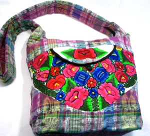 GUATEMALA PURSE HAND EMBROIDERED FLOWERS HOBO BAG X-LARGE GPL014
