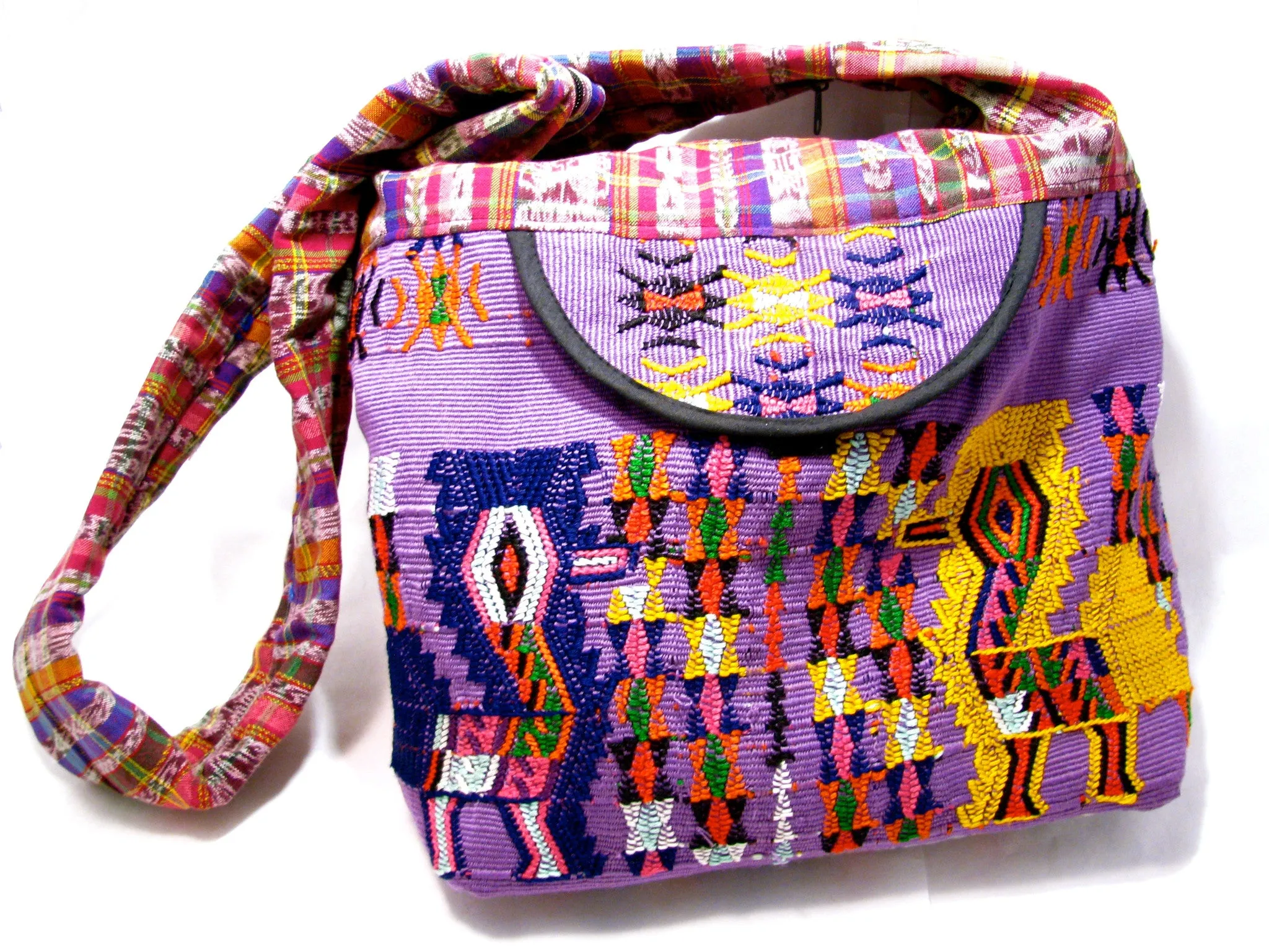 GUATEMALA PURSE HAND EMBROIDERED FLOWERS HOBO BAG X-LARGE GPL016