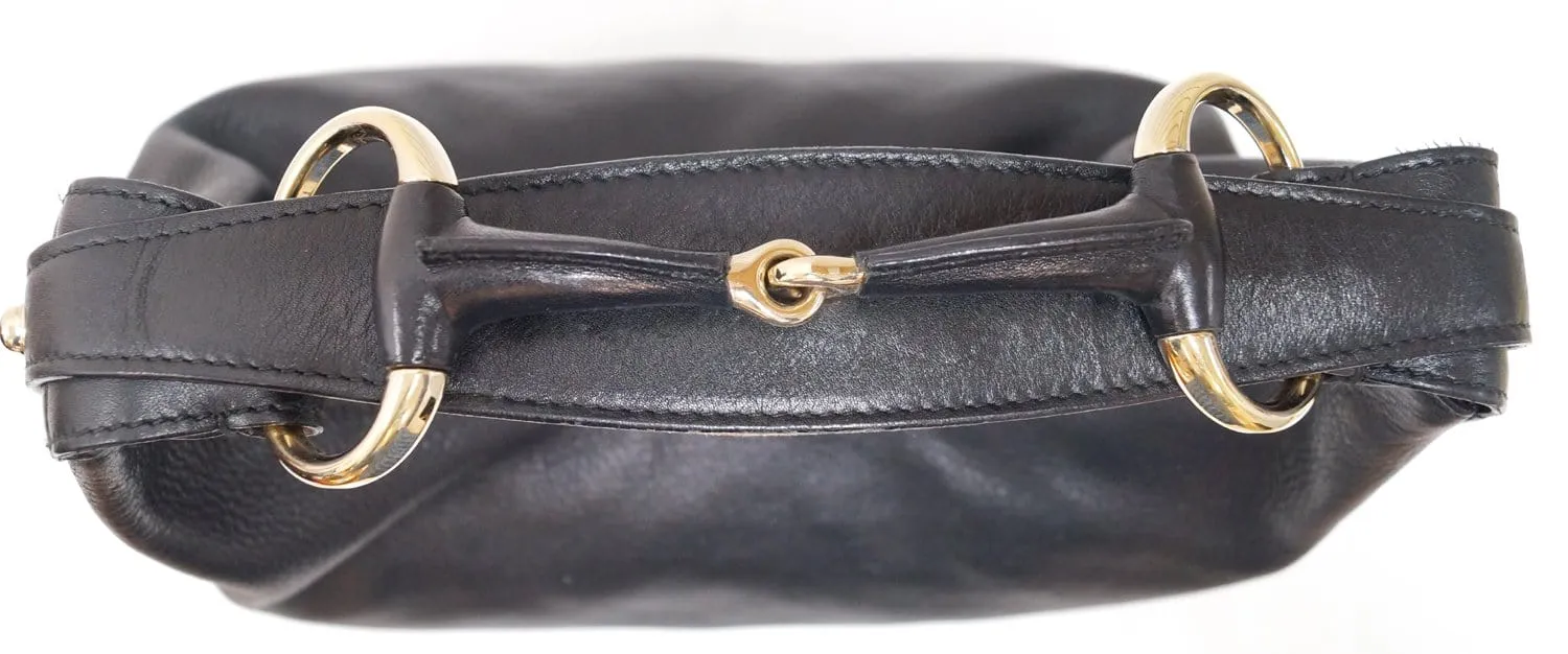 GUCCI Black Leather Horsebit Hobo Bag 115867