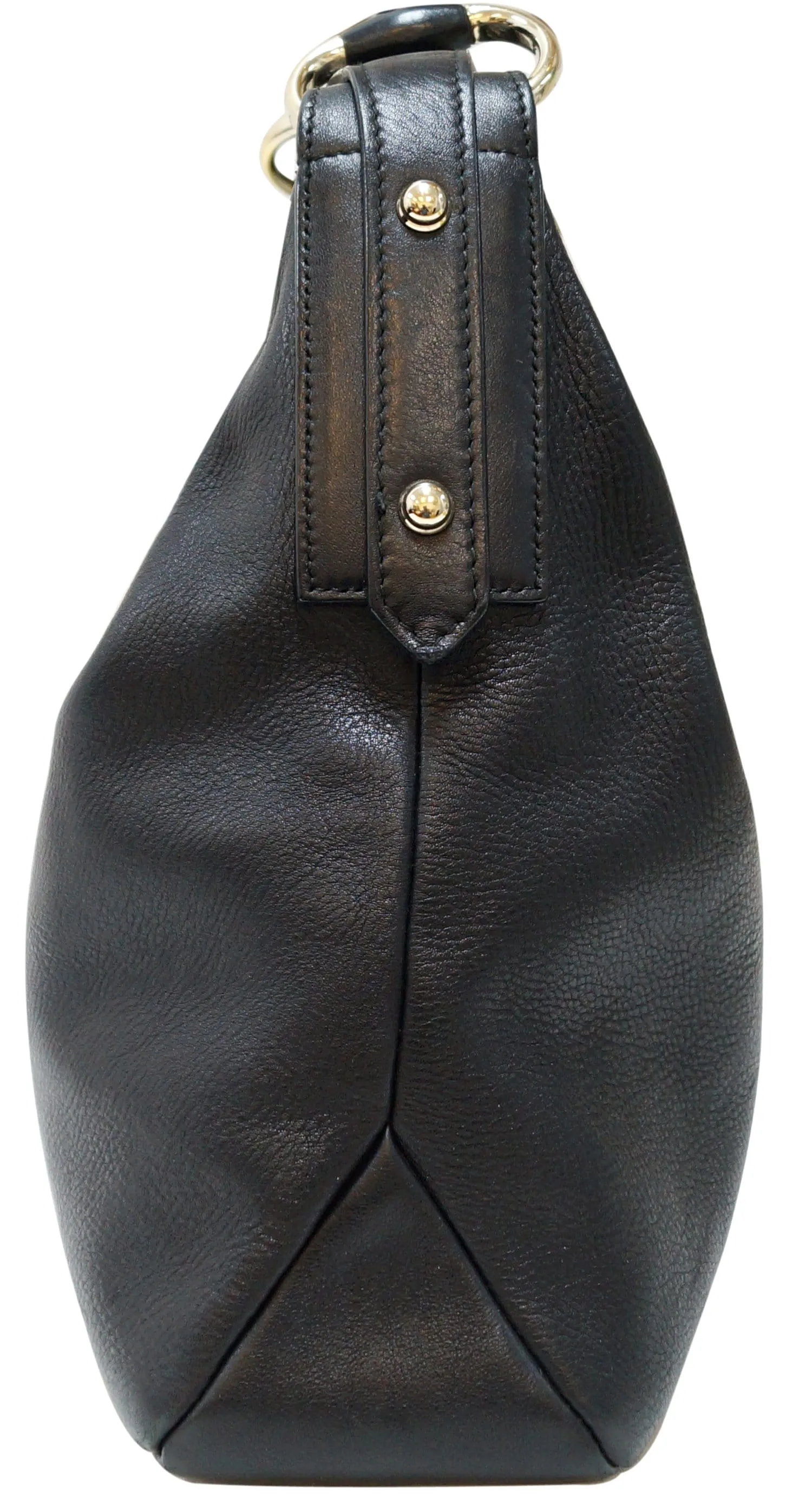 GUCCI Black Leather Horsebit Hobo Bag 115867