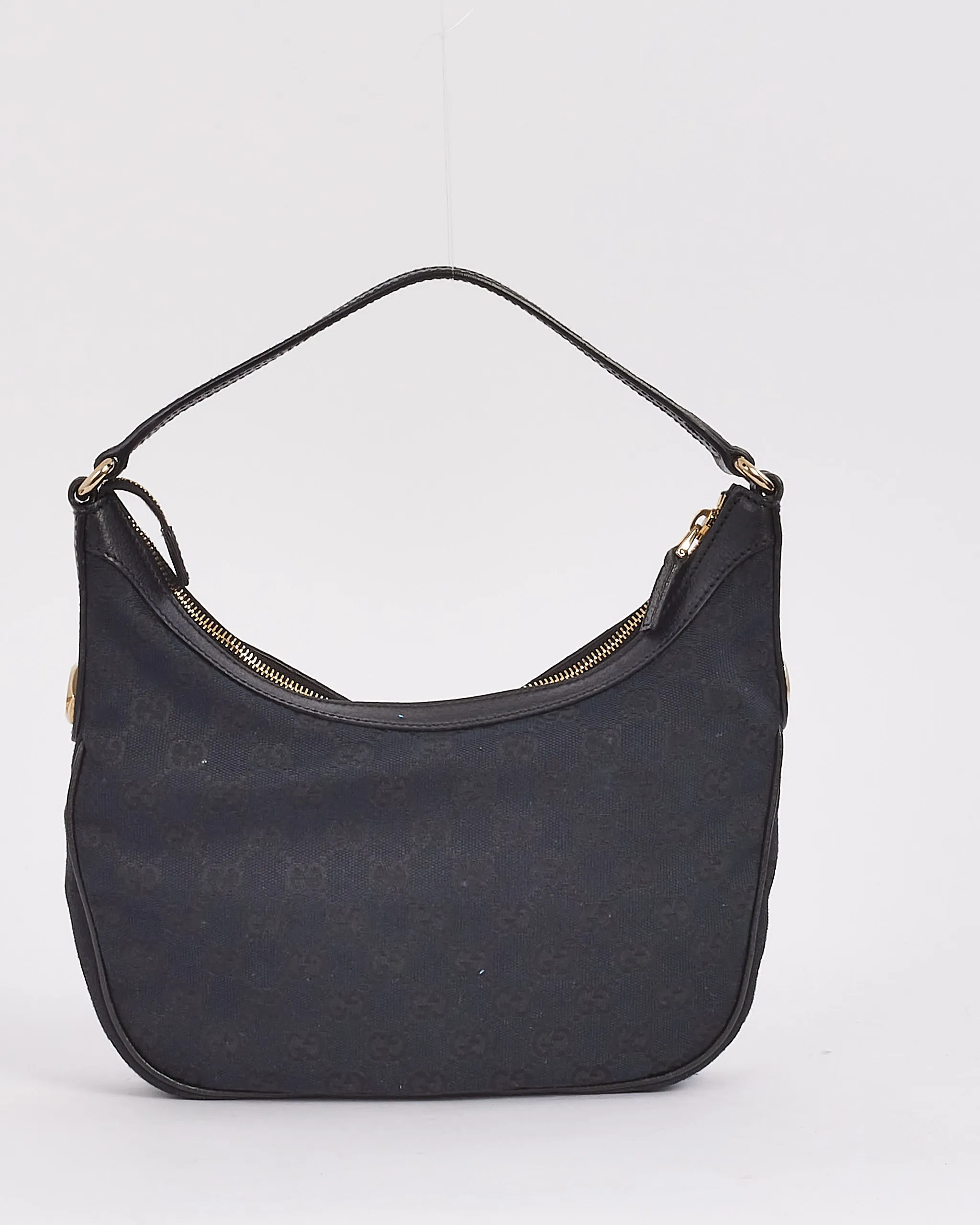 Gucci Black Monogram GG Canvas Small Hobo Bag
