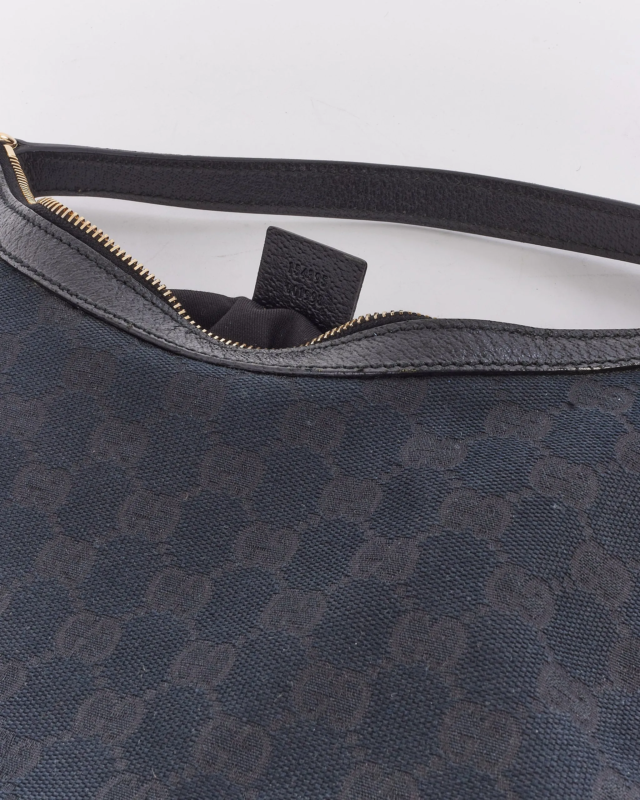 Gucci Black Monogram GG Canvas Small Hobo Bag