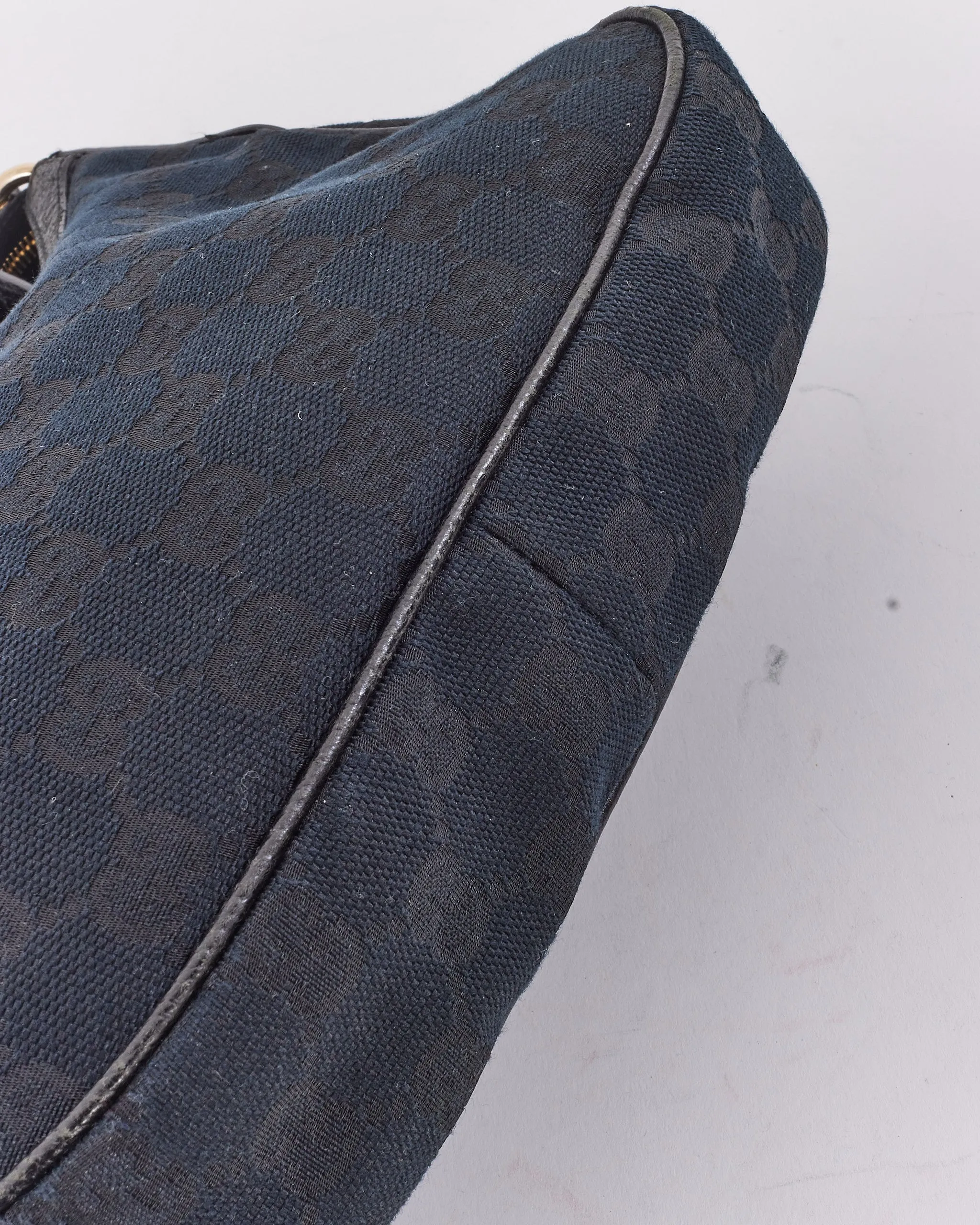 Gucci Black Monogram GG Canvas Small Hobo Bag