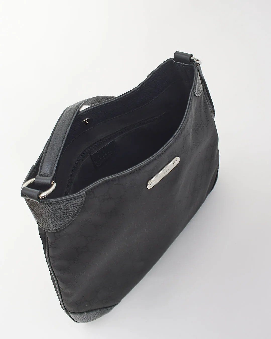 Gucci Black/Brown Monogram GG Canvas Hobo Shoulder Bag