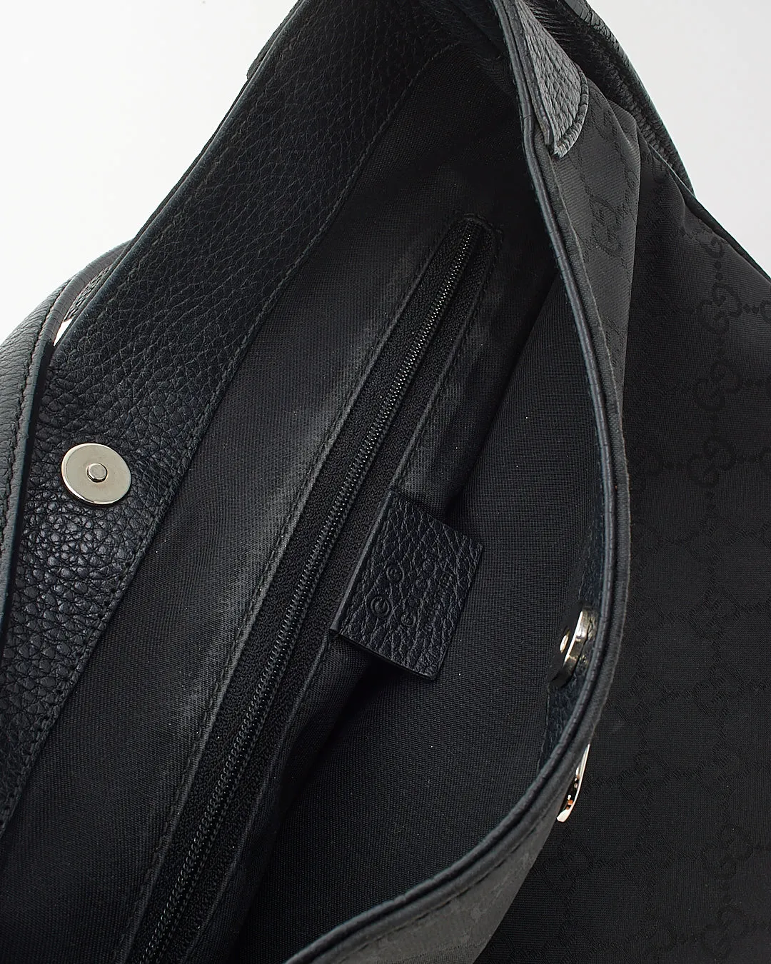 Gucci Black/Brown Monogram GG Canvas Hobo Shoulder Bag