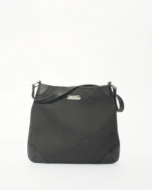 Gucci Black/Brown Monogram GG Canvas Hobo Shoulder Bag