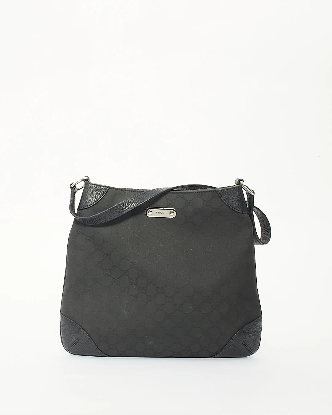 Gucci Black/Brown Monogram GG Canvas Hobo Shoulder Bag
