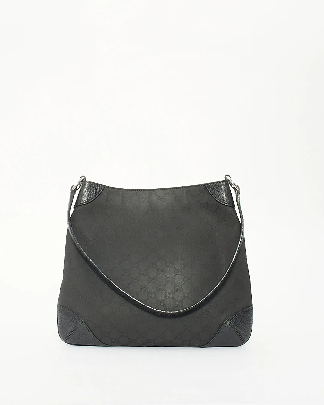 Gucci Black/Brown Monogram GG Canvas Hobo Shoulder Bag