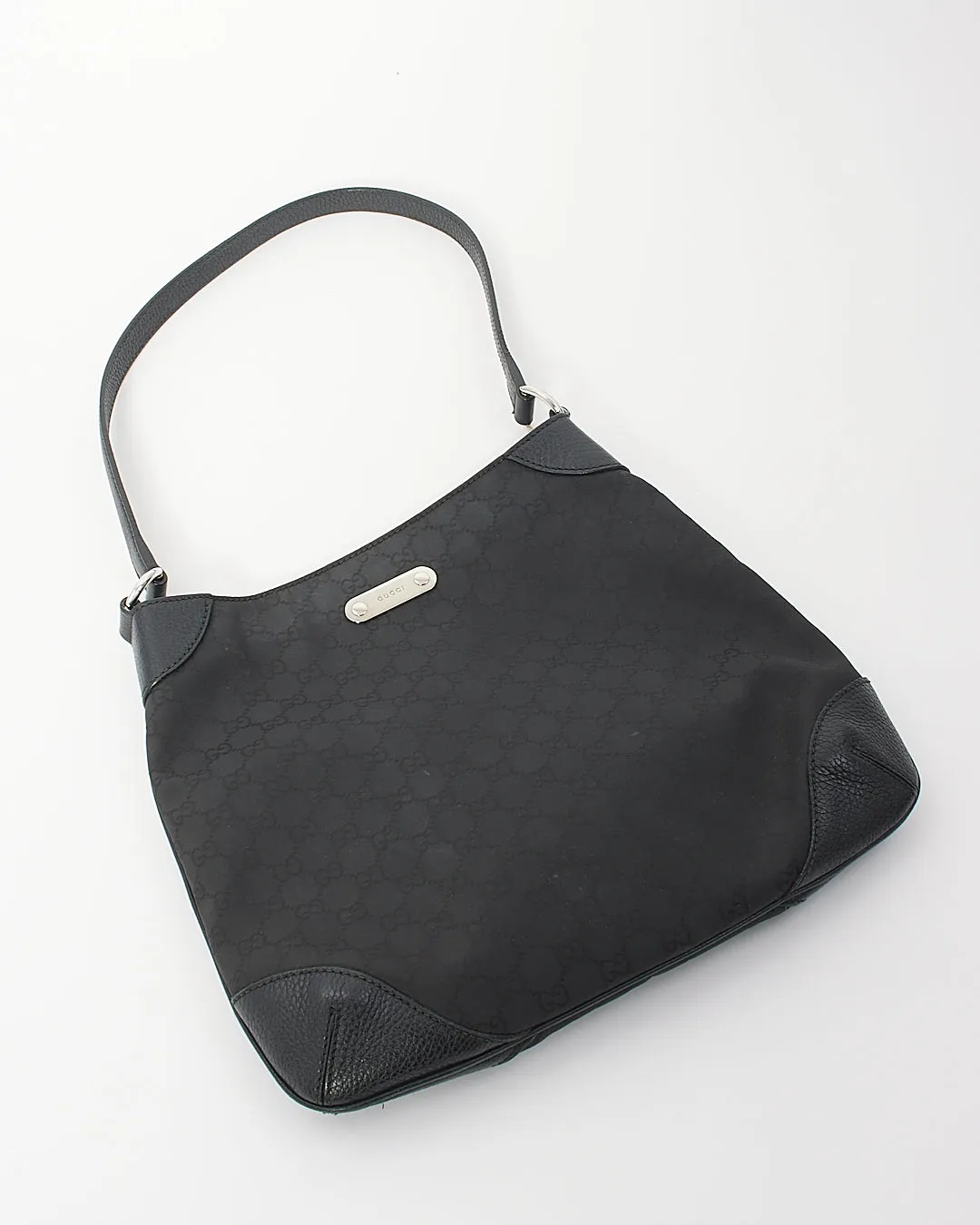 Gucci Black/Brown Monogram GG Canvas Hobo Shoulder Bag