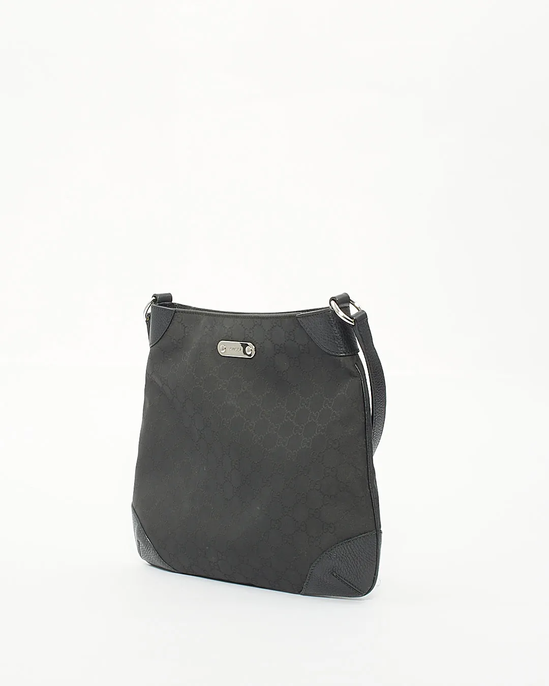 Gucci Black/Brown Monogram GG Canvas Hobo Shoulder Bag