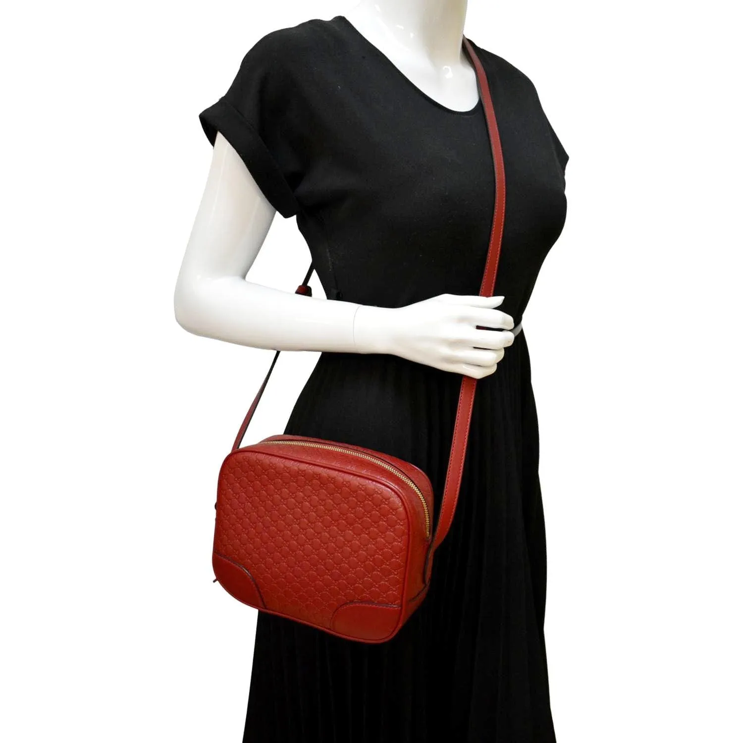 GUCCI Bree Micro GG Leather Crossbody Bag Red 449413