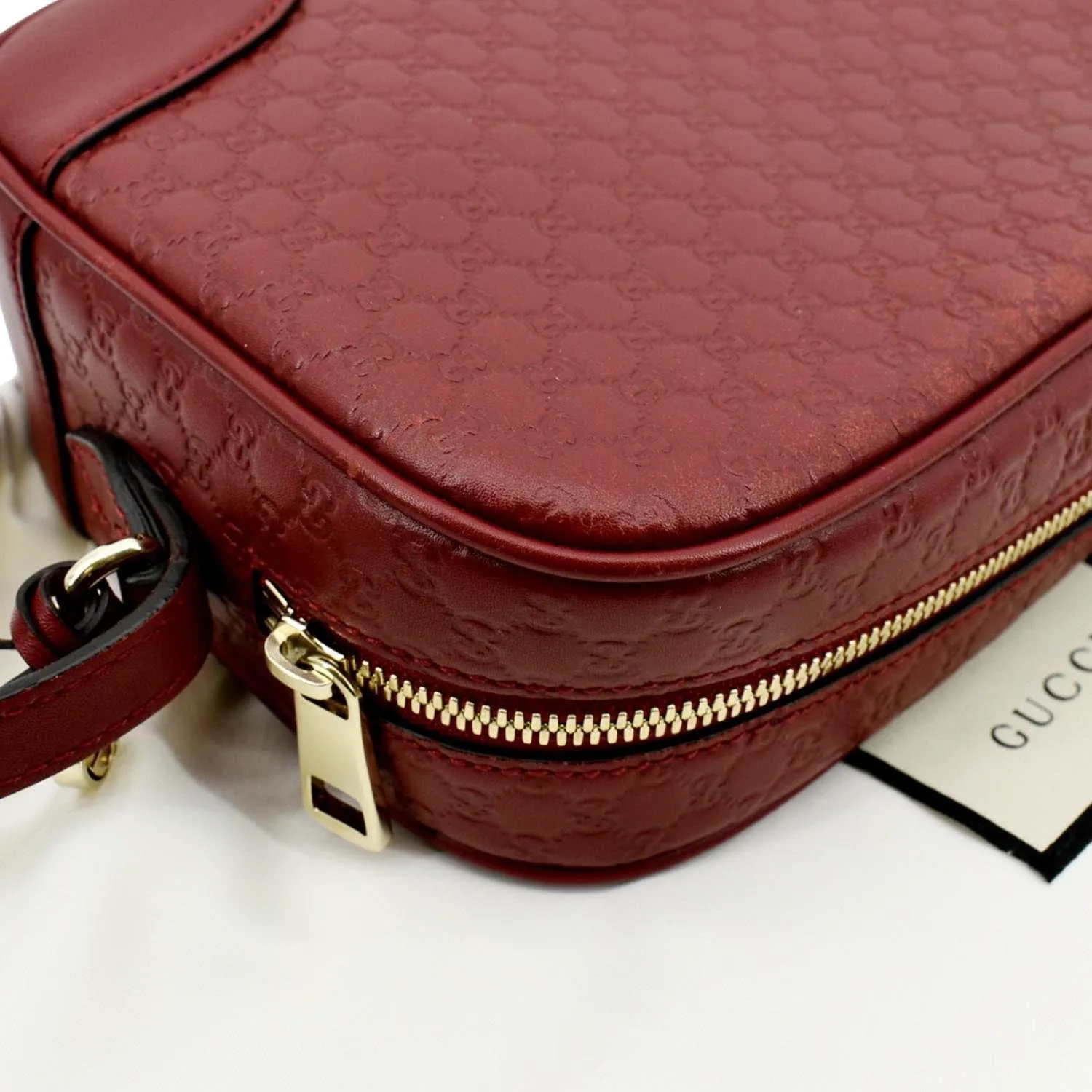 GUCCI Bree Micro GG Leather Crossbody Bag Red 449413