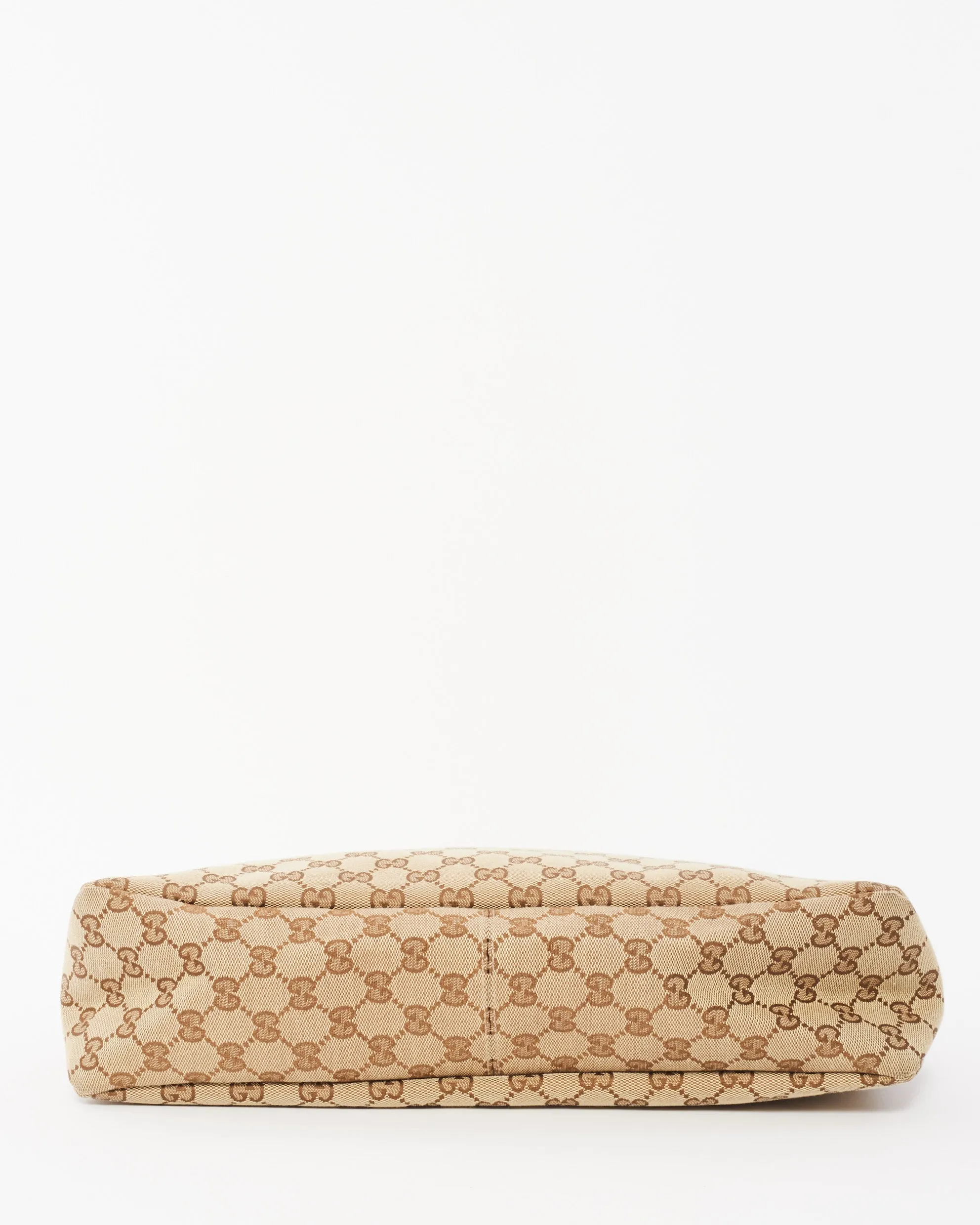 Gucci Brown GG Monogram Canvas Horsebit Hobo Shoulder Bag