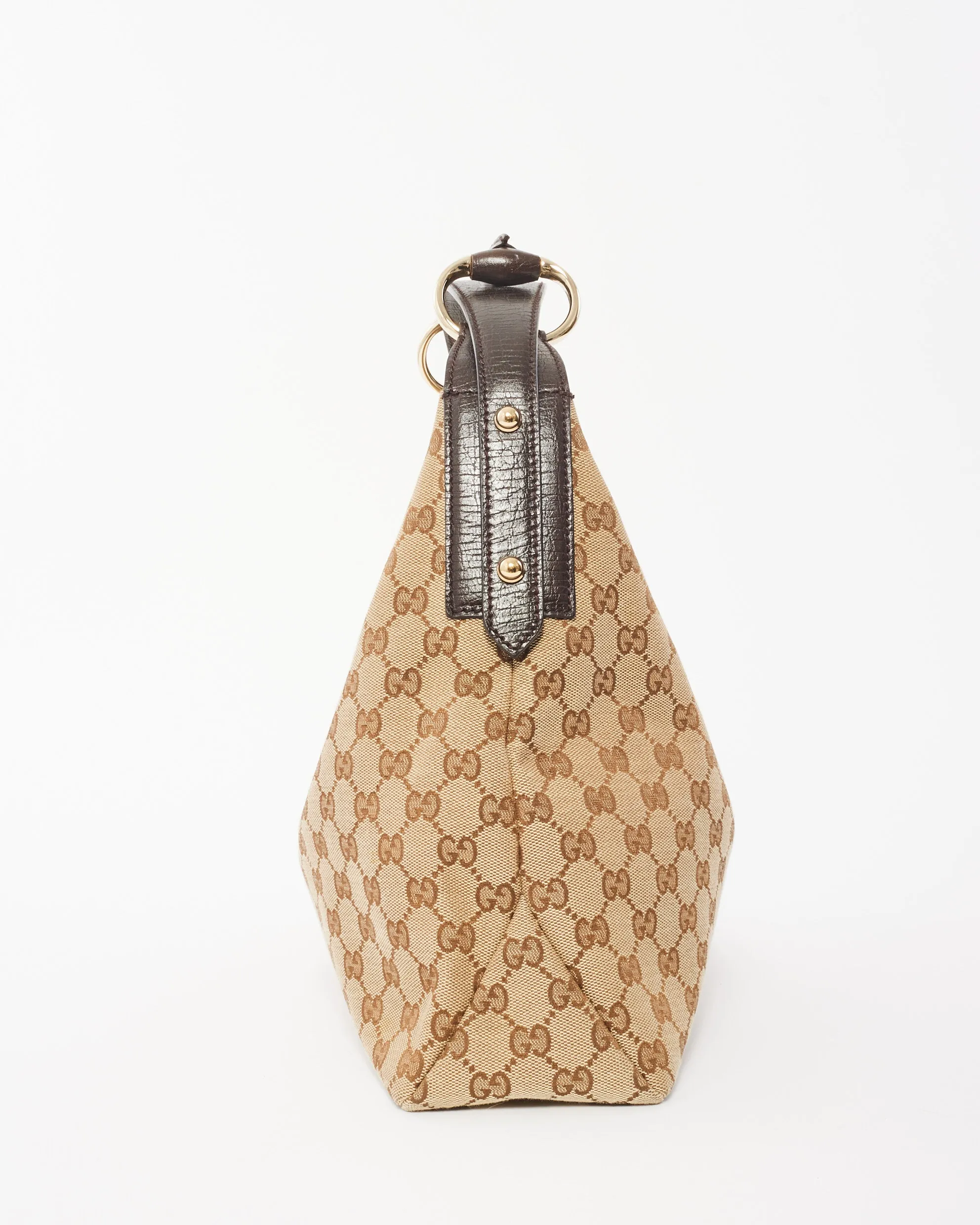 Gucci Brown GG Monogram Canvas Horsebit Hobo Shoulder Bag