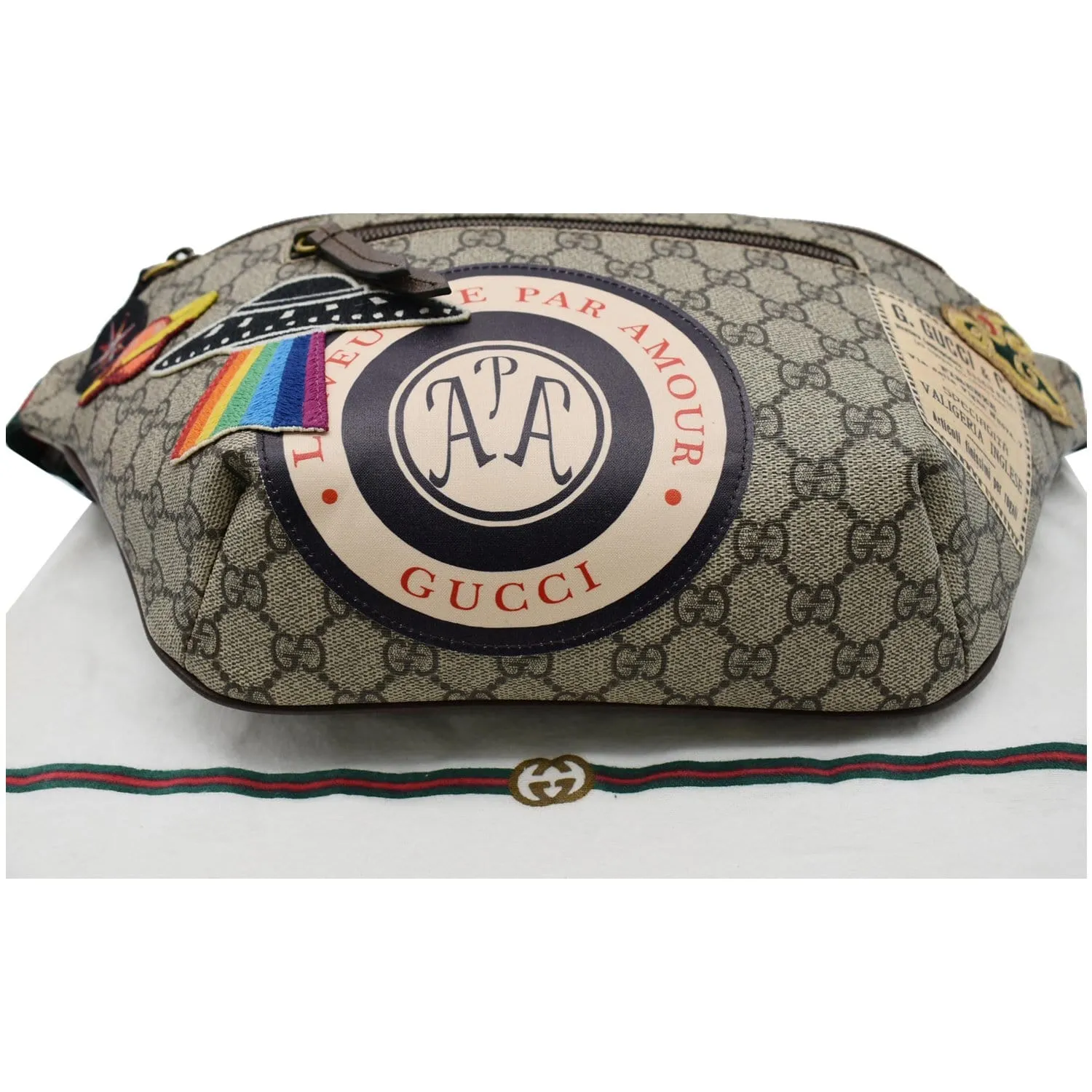 GUCCI Courrier GG Supreme Canvas Belt Waist Bum Bag Beige 529711