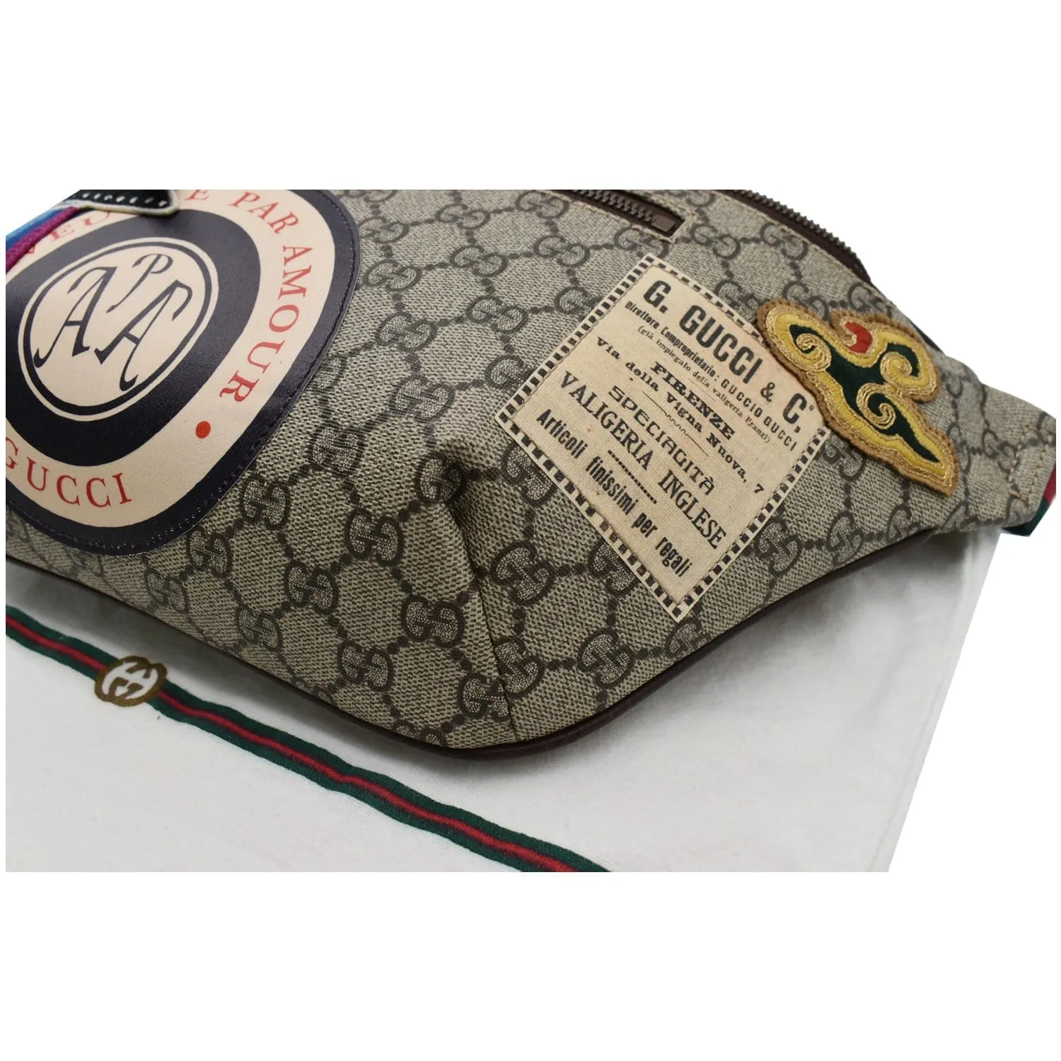 GUCCI Courrier GG Supreme Canvas Belt Waist Bum Bag Beige 529711