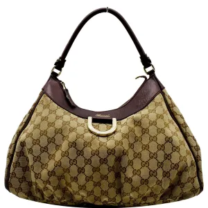 GUCCI D Ring Large Monogram Hobo Bag Brown 189833