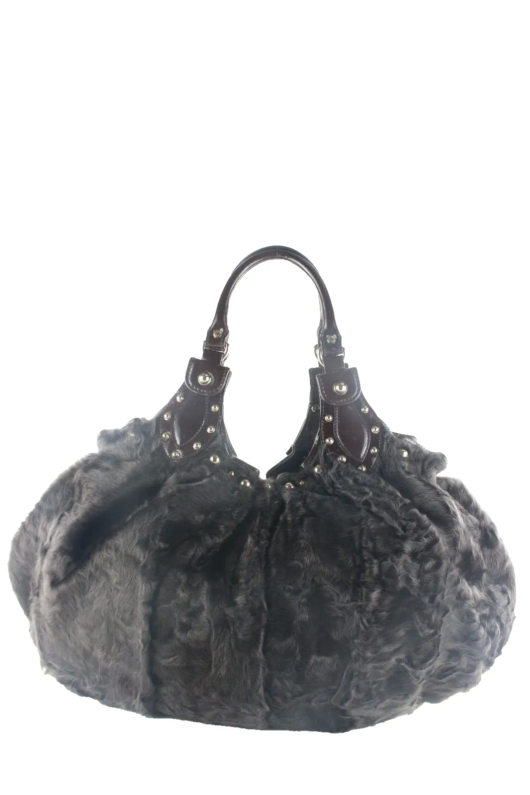 Gucci Dark Black-Brown Astrakhan Hobo Tote Bag 2GK1025K