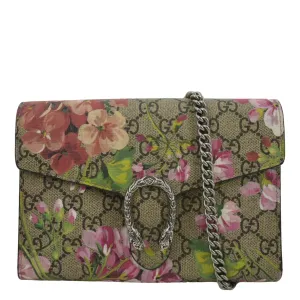 GUCCI Dionysus Blooms GG Supreme Crossbody Chain Wallet Pink 401231