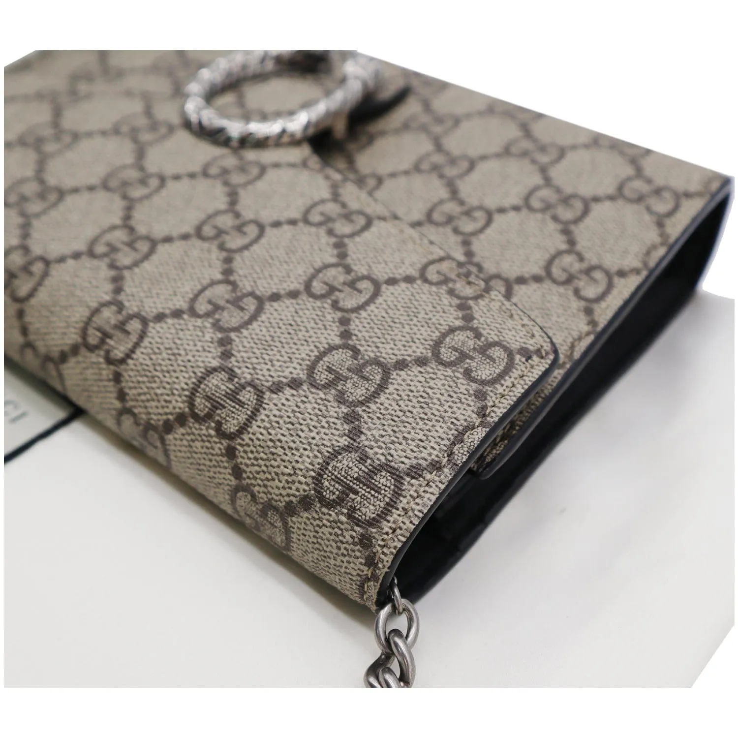 GUCCI Dionysus GG Supreme Crossbody Chain Wallet Beige 401231