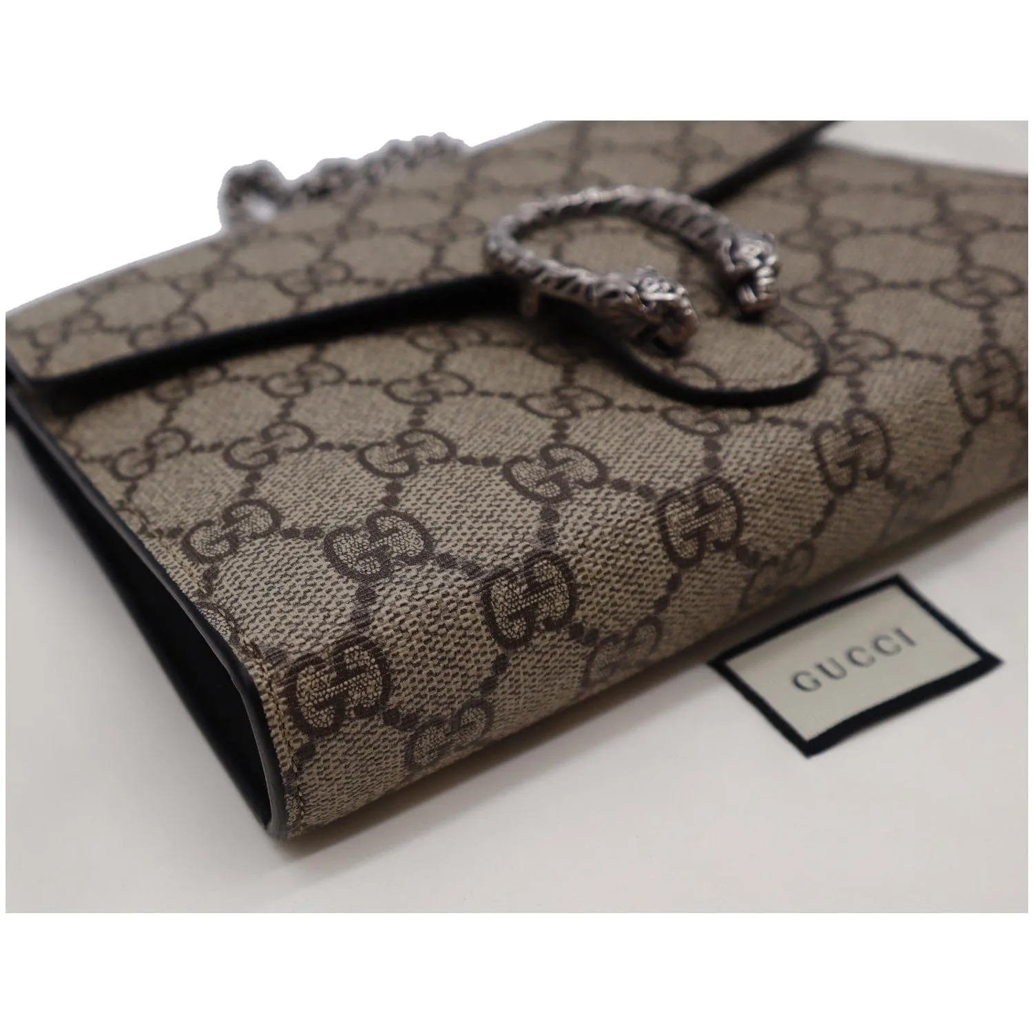 GUCCI Dionysus GG Supreme Crossbody Chain Wallet Beige 401231
