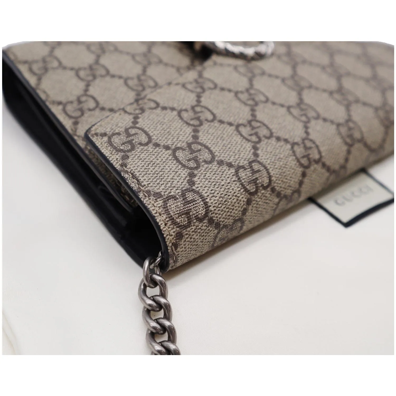 GUCCI Dionysus GG Supreme Crossbody Chain Wallet Beige 401231