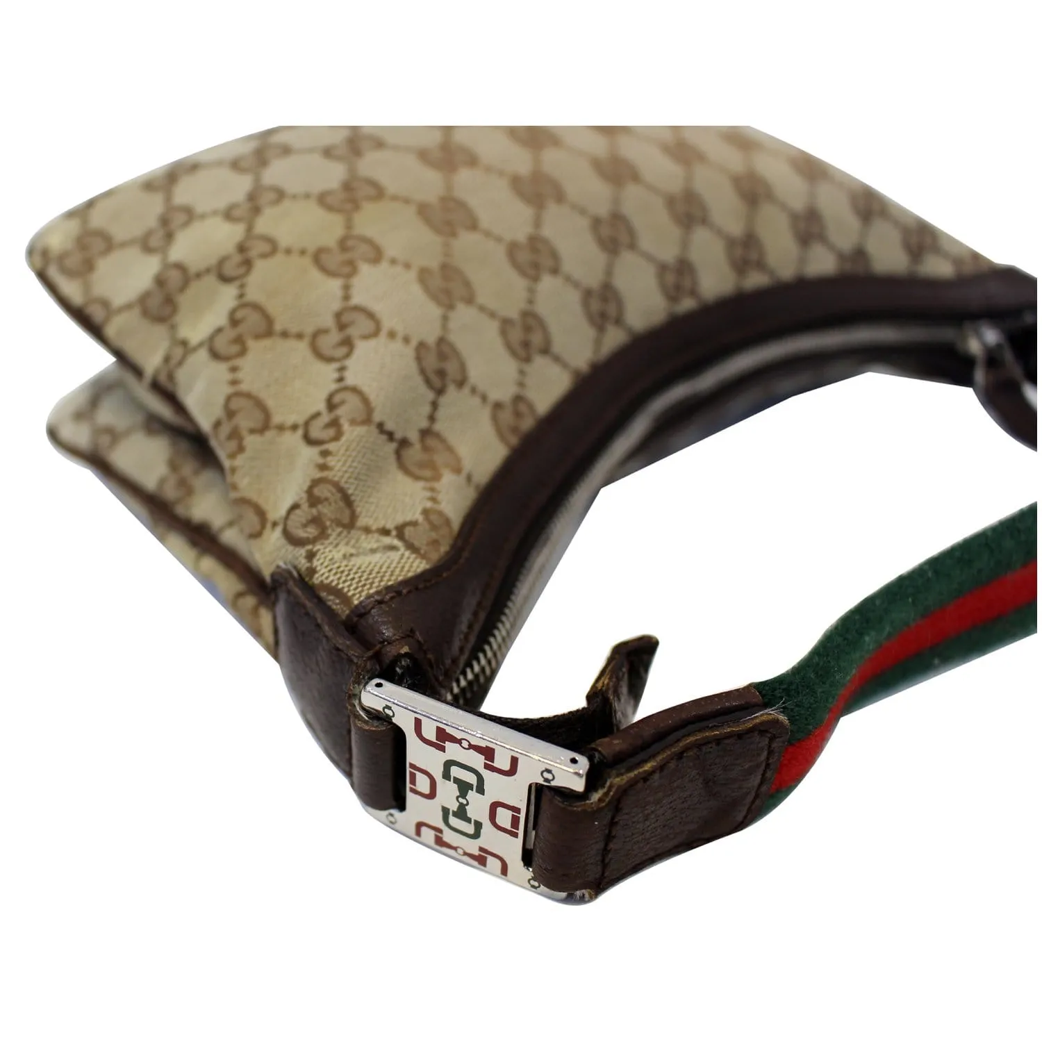 GUCCI GG Canvas Horsebit Hobo Bag Beige