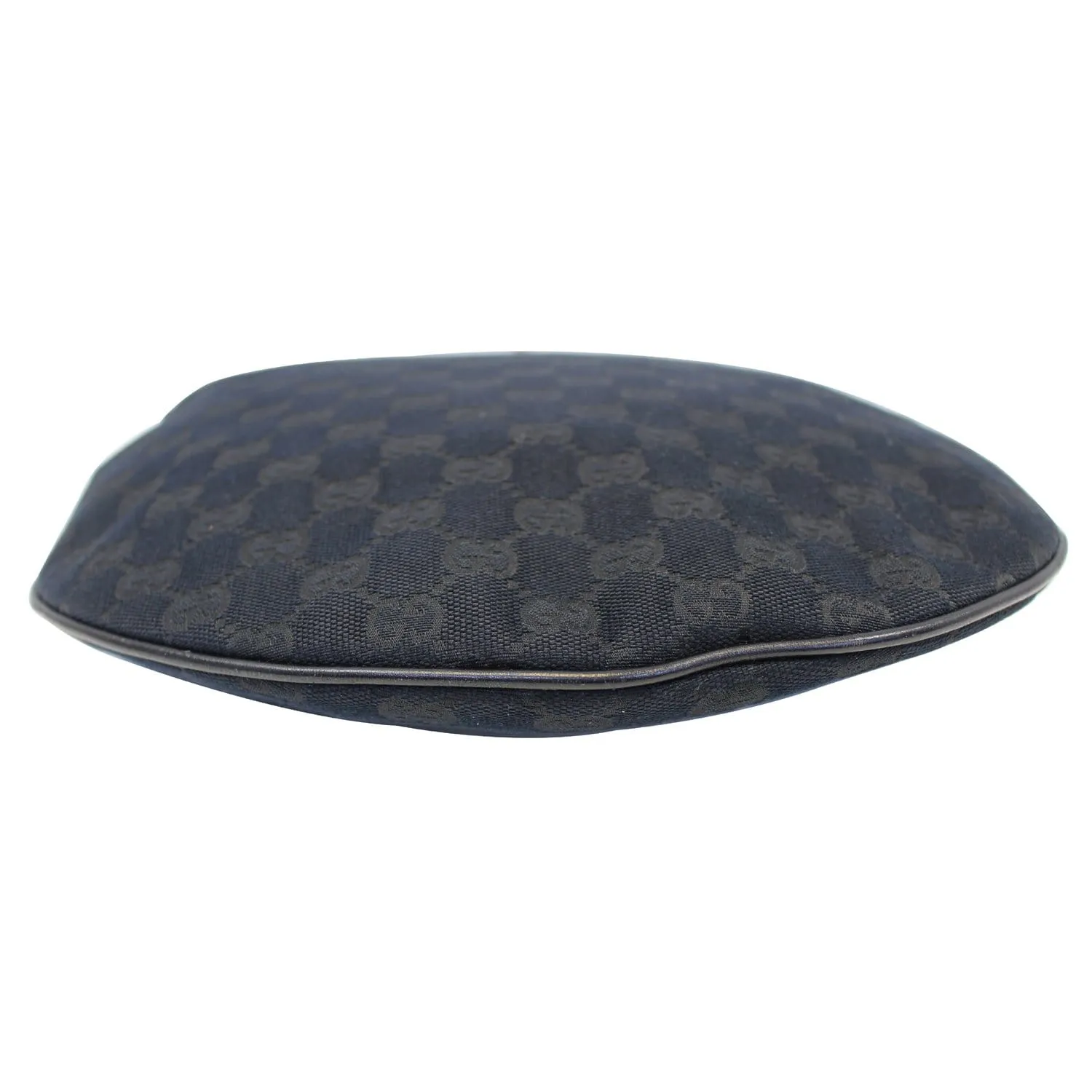 GUCCI GG Canvas Horsebit Medium Wave Hobo Bag Black