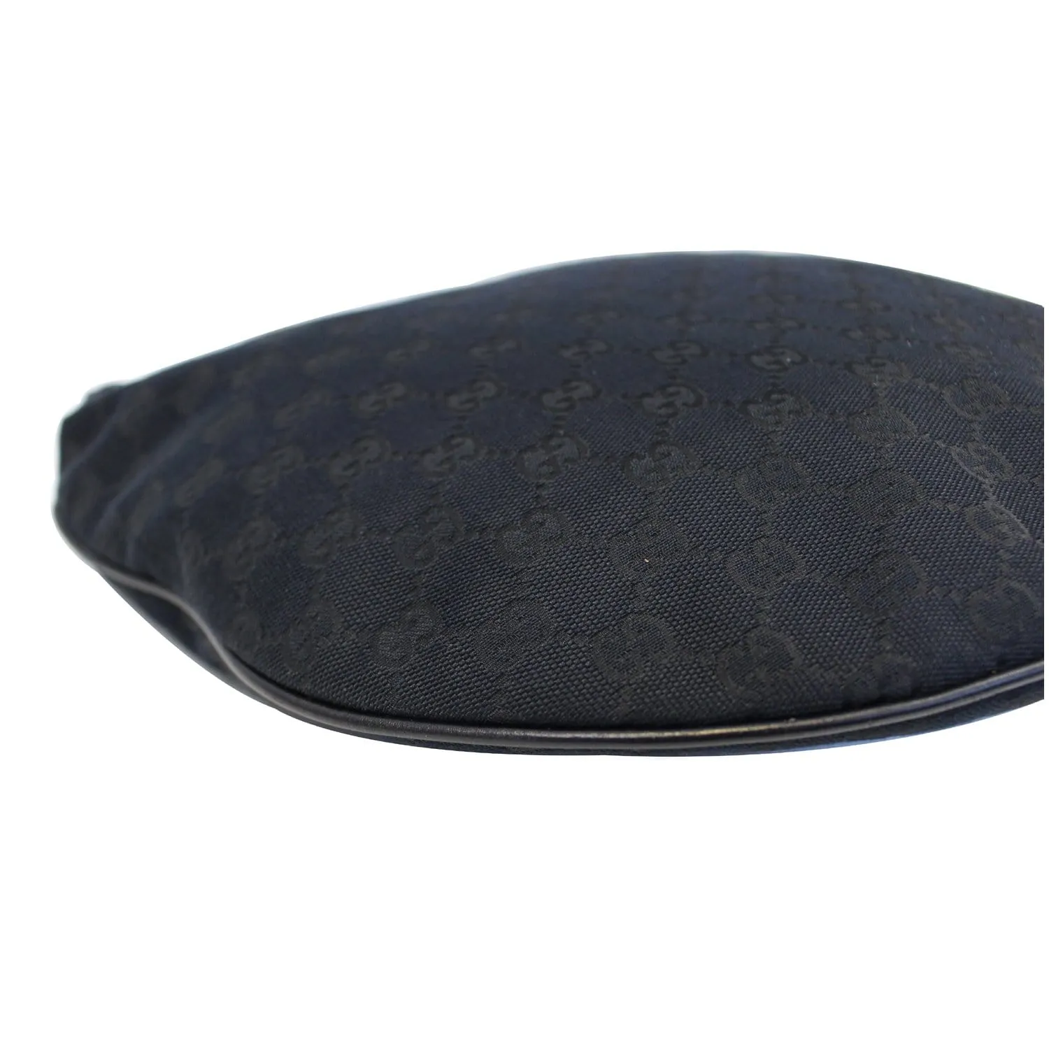 GUCCI GG Canvas Horsebit Medium Wave Hobo Bag Black