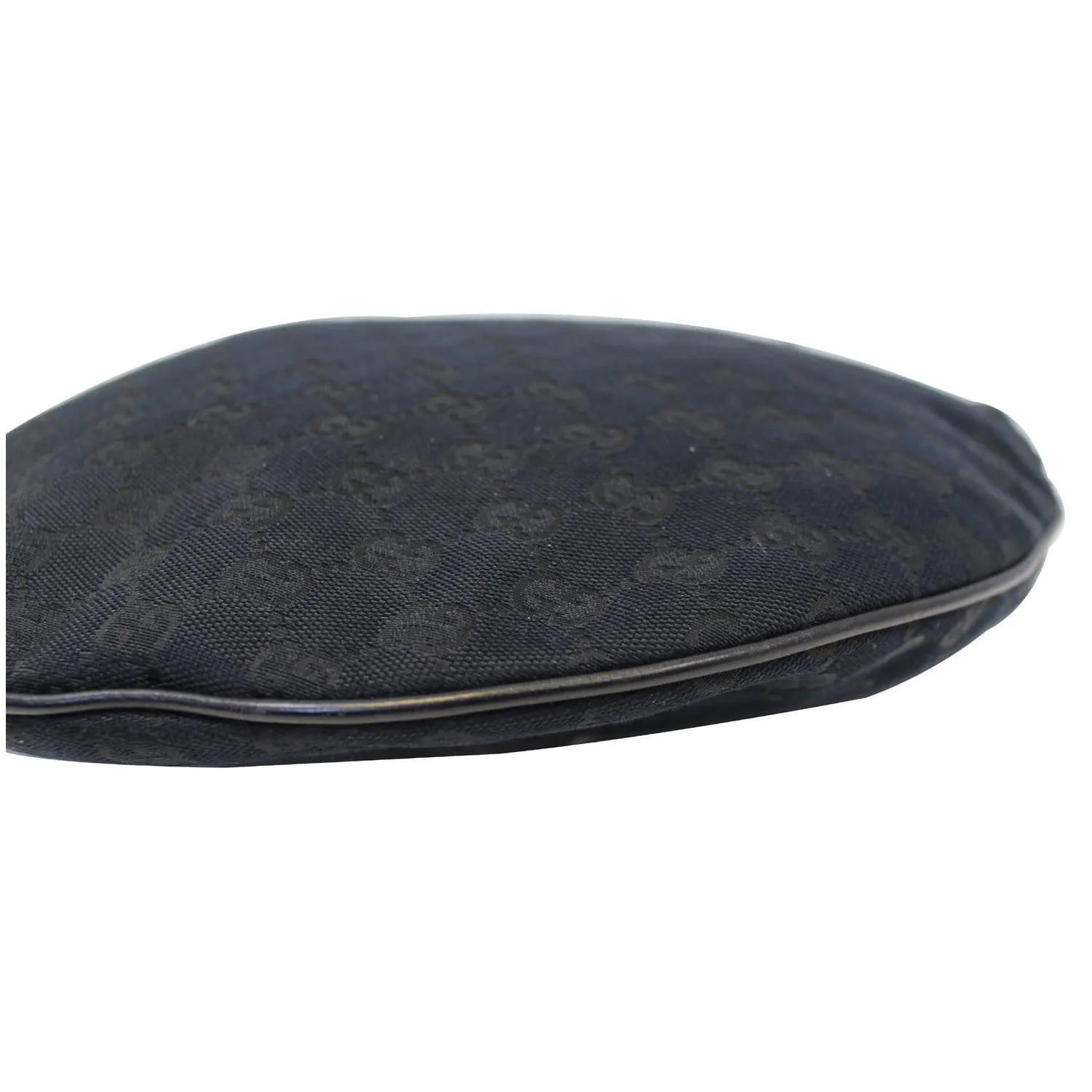 GUCCI GG Canvas Horsebit Medium Wave Hobo Bag Black