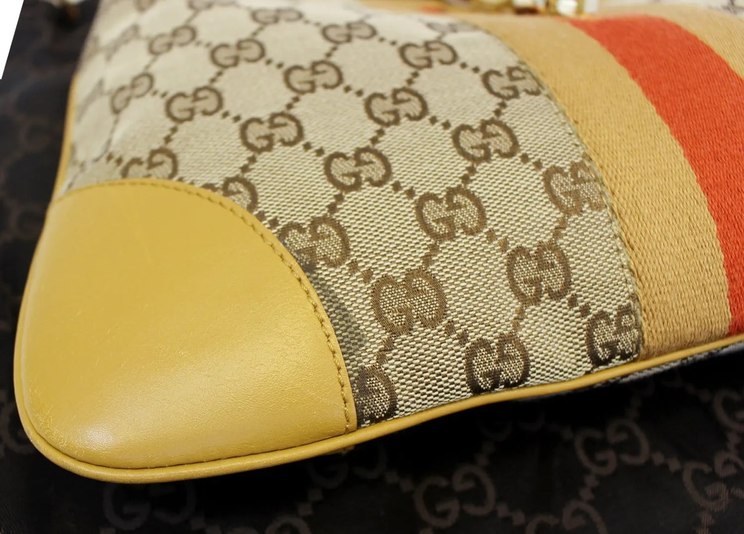 GUCCI GG Canvas/Leather Jackie Shoulder Hobo Bag