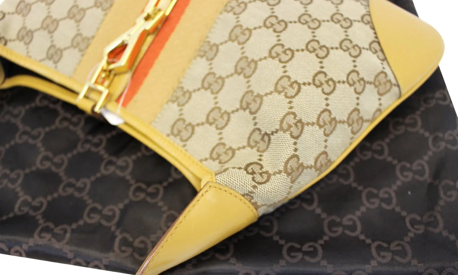 GUCCI GG Canvas/Leather Jackie Shoulder Hobo Bag