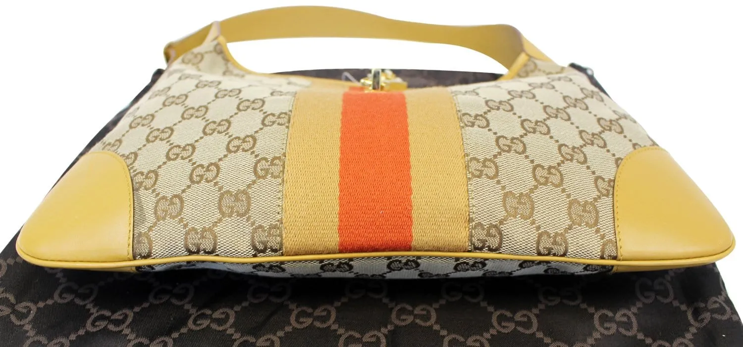 GUCCI GG Canvas/Leather Jackie Shoulder Hobo Bag