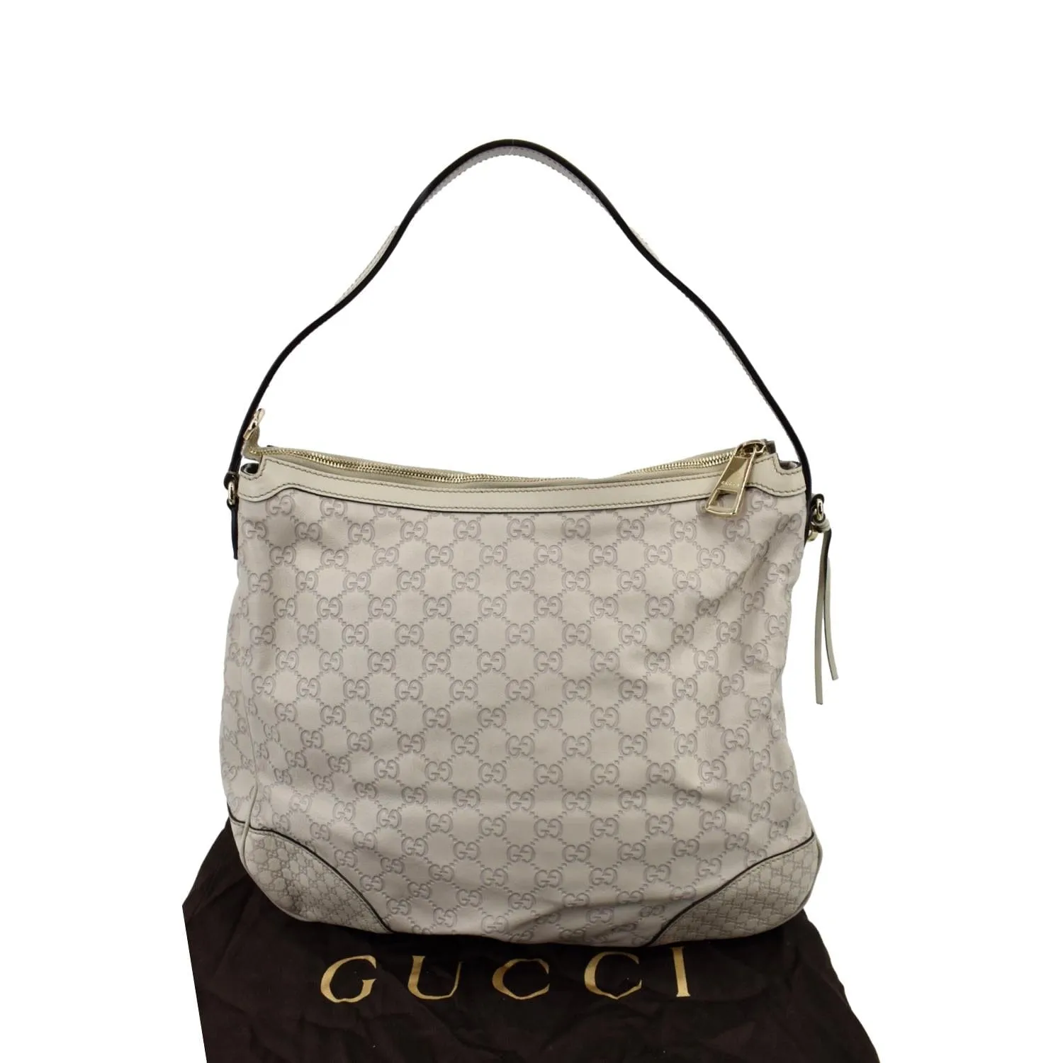 GUCCI GG Guccissima Leather Hobo Bag Ivory 336754
